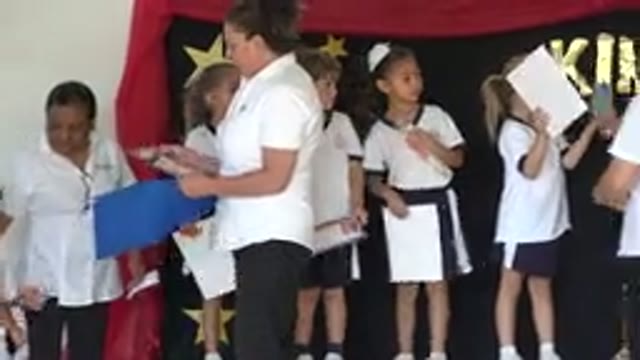 SAN JOSE DEL CABO MEXICO-2019: Young Children Line Up On Stage For Kindergarten