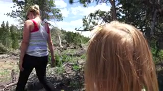 WESTMINSTER COLORADO-2016: Woman And Daughter Exploring And Hiking In A Wooded
