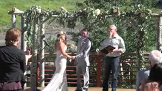 MESA COLORADO-2016: Bride And Groom At The Altar Beneath Arbor Pose For A