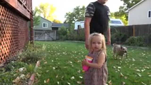 WESTMINSTER COLORADO-2016: Kids Playing In A Backyard With A Dog And Leaves On