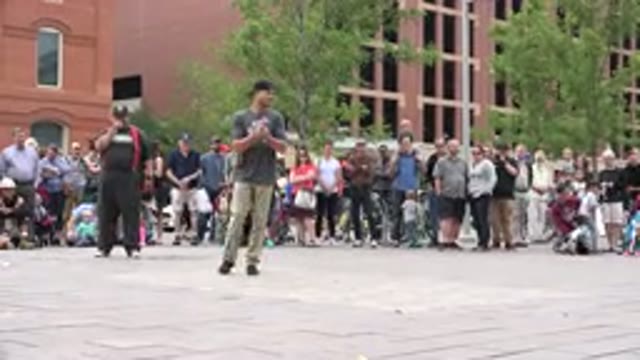 GRAND JUNCTION COLORADO-2017: Two Street Performers Speaking To A Gathered Crowd