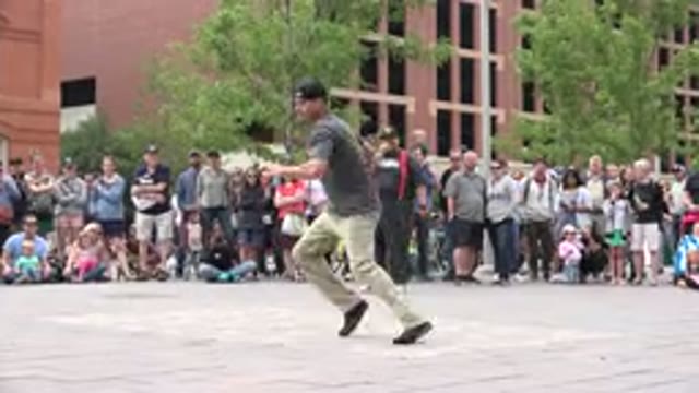 GRAND JUNCTION COLORADO-2017: A Break Dancer Performing on the Street