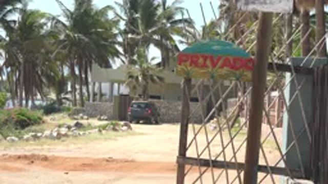 GRAND JUNCTION COLORADO-2017: Black Car Parked On Tan Beach Near Green Trees On