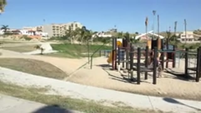 GRAND JUNCTION COLORADO-2017: Panoramic Man With Child On Playground With