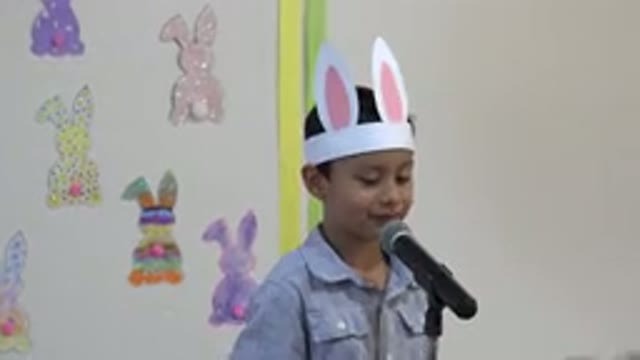 CABO SAN LUCAS MEXICO-2019: Kids Easter Rabbit Event Talking On Stage