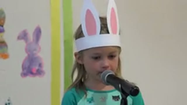 CABO SAN LUCAS MEXICO-2019: Little Girl With Bunny Hat Speaks