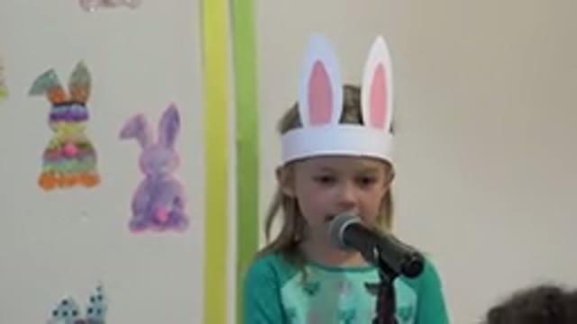 CABO SAN LUCAS MEXICO-2019: Little Girl in Hand-Made Rabbit Ears Has Her Big Moment