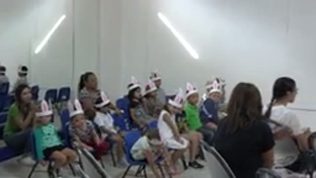 CABO SAN LUCAS MEXICO-2019: The Children Wear Rabbit Ears And Sit With Their