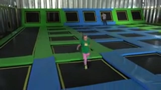 CABO SAN LUCAS MEXICO-2019: Little Girl Runs On A Trampoline Park Until She
