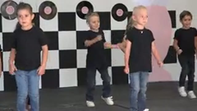 CABO SAN LUCAS MEXICO-2019: Young Children Dancing On Stage In Blue Jeans And Black T-Shirts