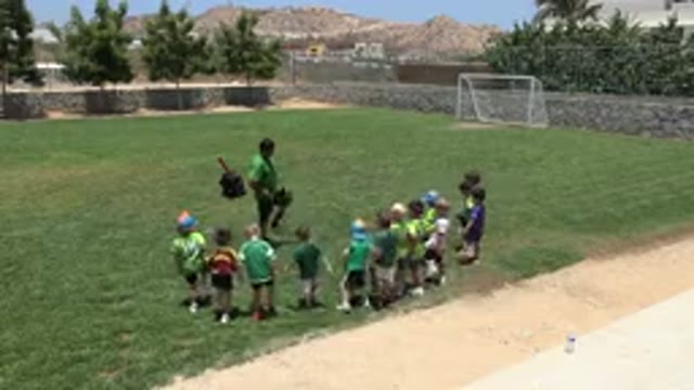 CABO SAN LUCAS MEXICO-2019: Group Of Children Doing A Warm Up Exercise On A