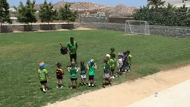 CABO SAN LUCAS MEXICO-2019: Soccer Coach Gives Final Instructions To The Little