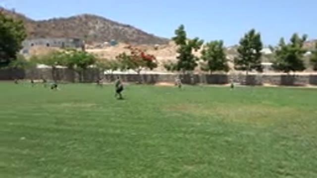 CABO SAN LUCAS MEXICO-2019: Beautiful Scene Of A Soccer Green Field Where Happy