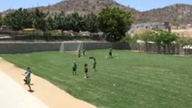 CABO SAN LUCAS MEXICO-2019: Confident Energetic Kids Playing Soccer