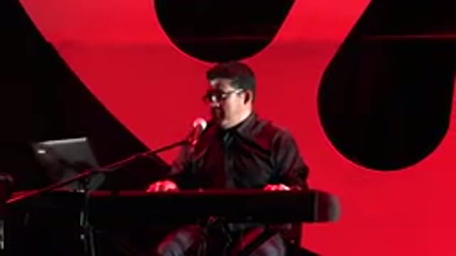 CABO SAN LUCAS MEXICO-2019: Musician Playing Synthesizer With Computer on Stage