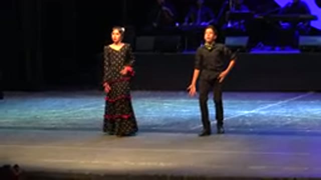CABO SAN LUCAS MEXICO-2019: A Boy And Girl Dance The Flamenco On Stage