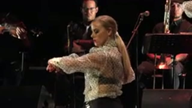 CABO SAN LUCAS MEXICO-2019: Blonde Woman Performing Solo Tap Dance on Stage
