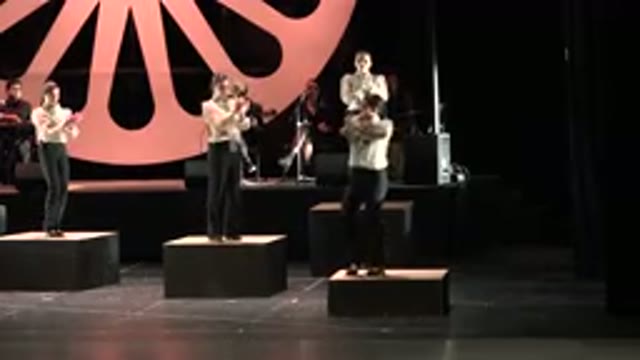 CABO SAN LUCAS MEXICO-2019: Women Dressed In Pants And Shirts And Wearing High Heels Performing On Stage