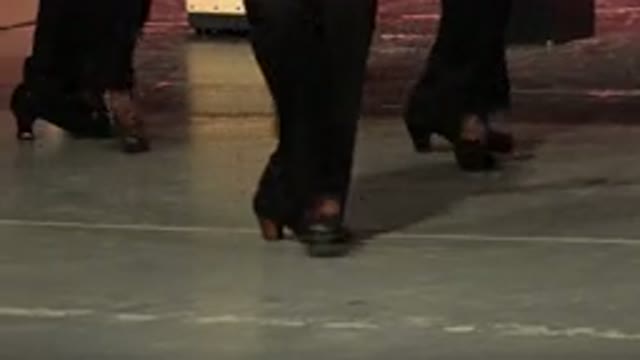 CABO SAN LUCAS MEXICO-2019: Three Older Women Tap Dancing Knees Down In Heels