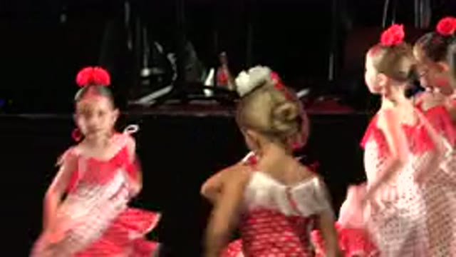 CABO SAN LUCAS MEXICO-2019: Little Girls Dancing On A Stage In Music With Flamenco
