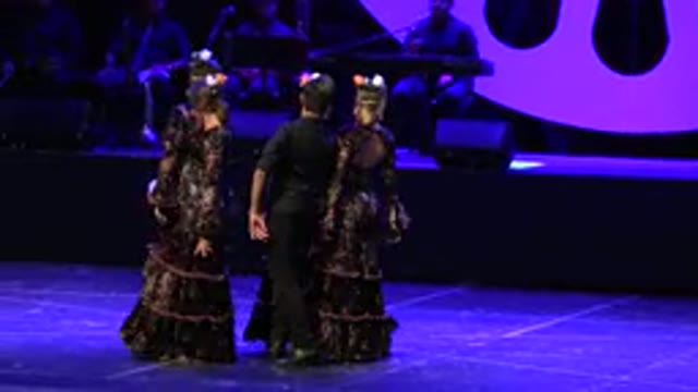 CABO SAN LUCAS MEXICO-2019: A Group Of Dancers Female And Male In Elaborate Costumes Performing Circular Routine