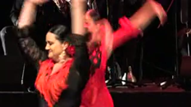 CABO SAN LUCAS MEXICO-2019: Spanish Foch Dance With Woman Mid Age in Black and Red Dress