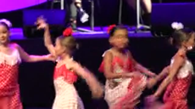 CABO SAN LUCAS MEXICO-2019: Inexperienced Little Girls On Stage Doing A Dance Routine