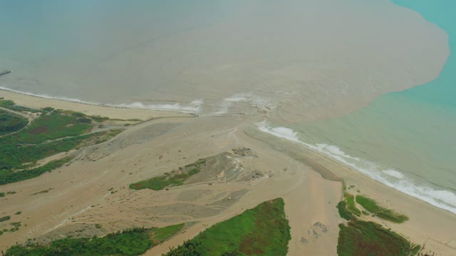 SAN JOSE DEL CABO BCS MEXICO-2021: Muddy Estuary and Ocean Waves at Shoreline