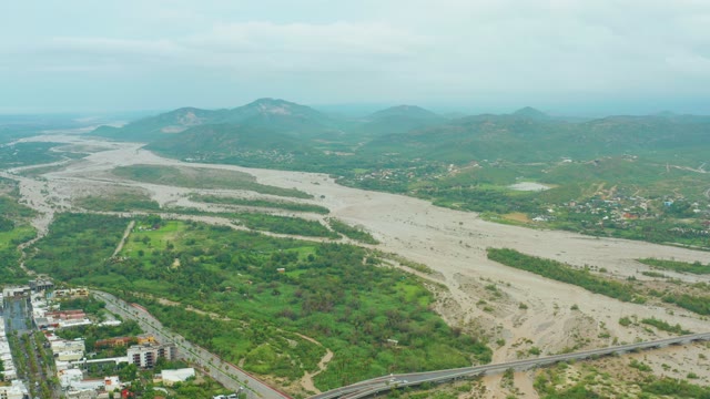 SAN JOSE DEL CABO BCS MEXICO-2021: A River's Water Level Dropping in a Valley