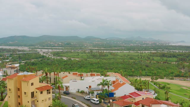 SAN JOSE DEL CABO BCS MEXICO-2021: Residential Neighborhood with Red Roofs and Palm Trees