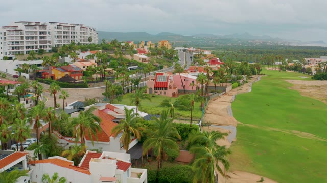 SAN JOSE DEL CABO BCS MEXICO-2021: Resort Area with Golf Course and Palm Trees From Above