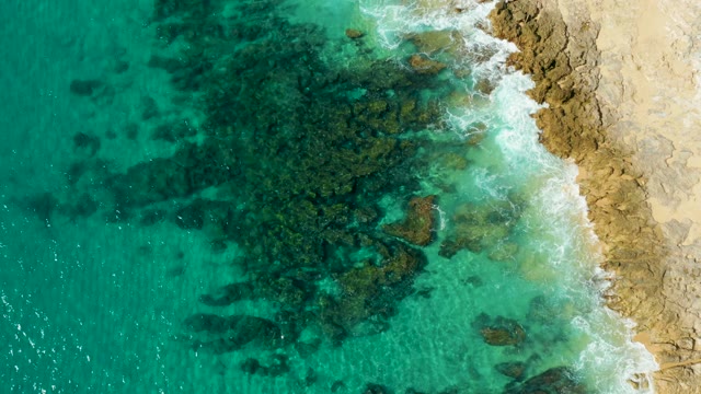 LAGUNA BEACH LOS CABOS BCS MEXICO-2021: Waves Crashing on Rocky Coastline From Above