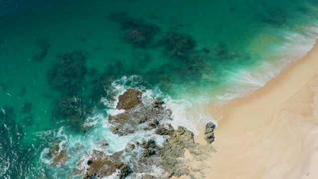 LAGUNA BEACH LOS CABOS BCS MEXICO-2021: Waves Crashing on Rocky Shore From Above