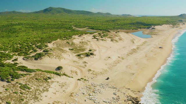 LAGUNA BEACH LOS CABOS BCS MEXICO-2021: Sandy Dunes and Ocean Coast From Above