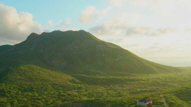 CABO PULMO BCS MEXICO-2021: Aerial Mountain and Lush Valley with House and Road