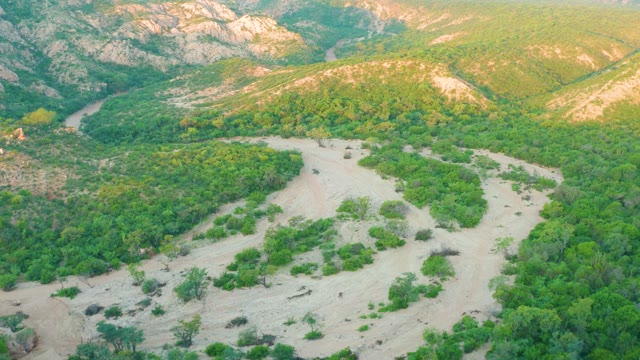 CABO PULMO BCS MEXICO-2021: Dry Riverbed Winding Through Green Hills