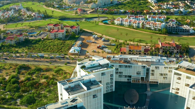 SAN JOSE DEL CABO BCS MEXICO-2021: Residential Complex with Road and Green Fields From Above