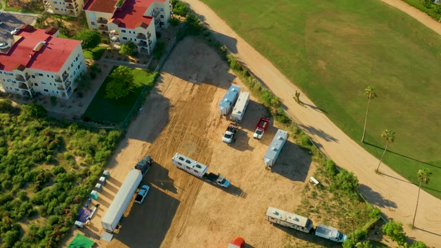SAN JOSE DEL CABO BCS MEXICO-2021: Construction Site with Buildings and Vehicles From Above