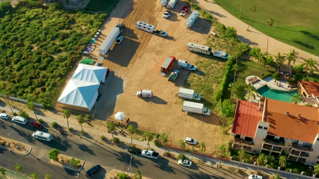 SAN JOSE DEL CABO BCS MEXICO-2021: Overhead View of Road Traffic and Parking