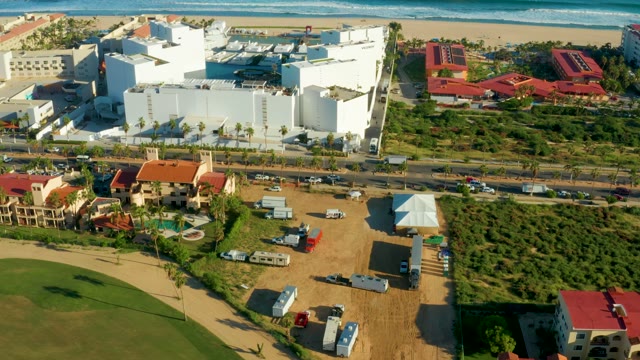 SAN JOSE DEL CABO BCS MEXICO-2021: Beachside Buildings and Road From Above