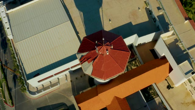 SAN JOSE DEL CABO BCS MEXICO-2021: Overhead View of Building Complex with Red Octagonal Roof