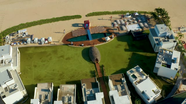SAN JOSE DEL CABO BCS MEXICO-2021: Beach Resort Pool and Changing Layout From Above