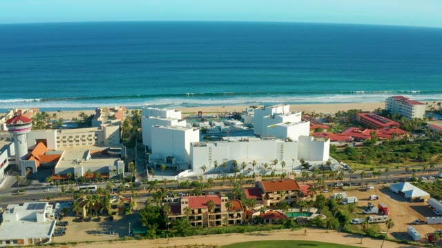 SAN JOSE DEL CABO BCS MEXICO-2021: Coastal Resort Buildings and Ocean Shore