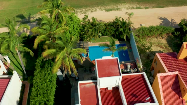 SAN JOSE DEL CABO BCS MEXICO-2021: Residential Area with Red Roofs and Pool Near Beach