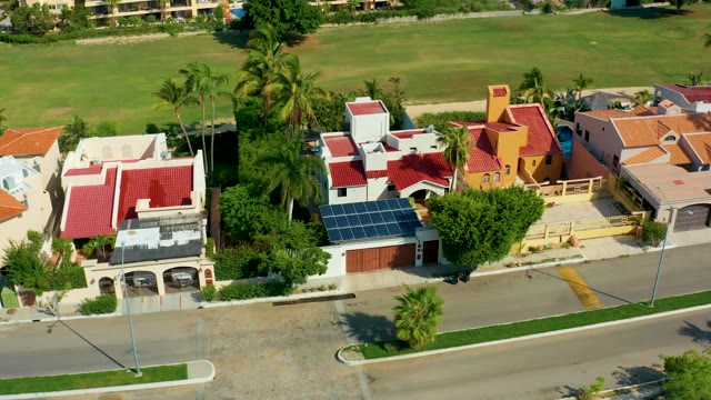 SAN JOSE DEL CABO BCS MEXICO-2021: Residential Neighborhood with Red Roofs and Solar Panels