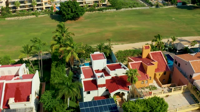 SAN JOSE DEL CABO BCS MEXICO-2021: Residential Neighborhood with Red Roofs and Palm Trees