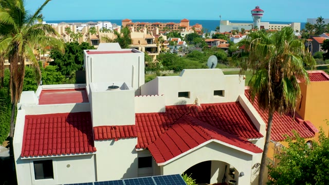 SAN JOSE DEL CABO BCS MEXICO-2021: Residential Building with Red Tile Roof and Ocean View