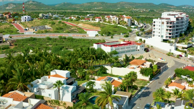 SAN JOSE DEL CABO BCS MEXICO-2021: Overhead View of Residential Neighborhood with White Buildings