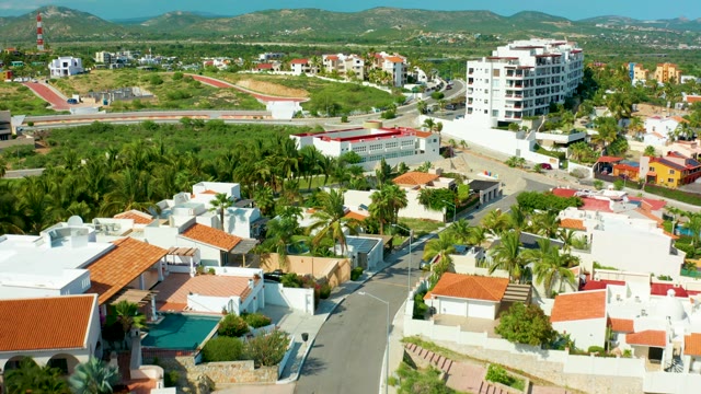 SAN JOSE DEL CABO BCS MEXICO-2021: Aerial Flight Over Mediterranean-Style Residential Area