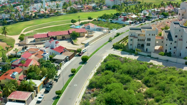 SAN JOSE DEL CABO BCS MEXICO-2021: Residential Neighborhood Road and Green Fields From Above